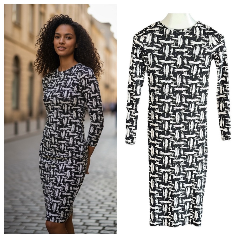 Topshop abstract bodycon midi dress